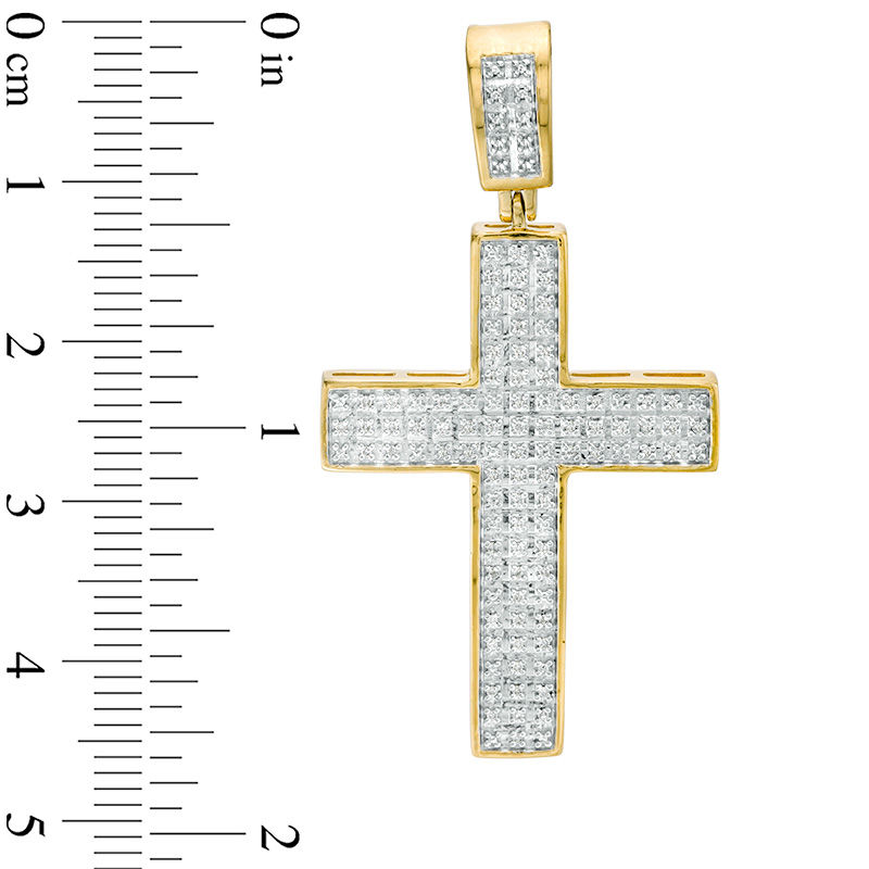 Main Image 2 of 1/10 CT. T.W. Diamond Cross Necklace Charm in Sterling Silver with 14K Gold Plate