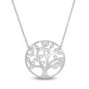 Thumbnail Image 0 of Cubic Zirconia Tree of Life Circle Necklace in Sterling Silver