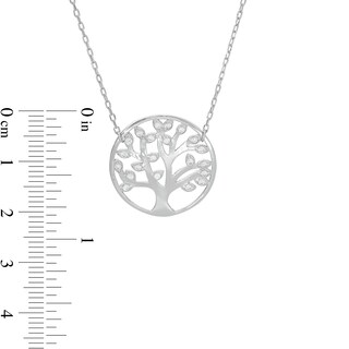 Cubic Zirconia Tree of Life Circle Necklace in Sterling Silver