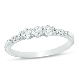 Cubic Zirconia Three Stone Ring in Sterling Silver - Size 7