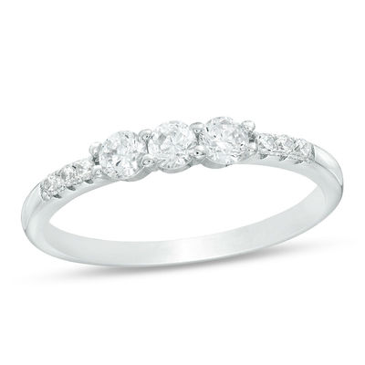 Cubic Zirconia Three Stone Ring in Sterling Silver - Size 7