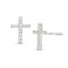 Thumbnail Image 0 of Cubic Zirconia Cross Stud Earrings in Sterling Silver