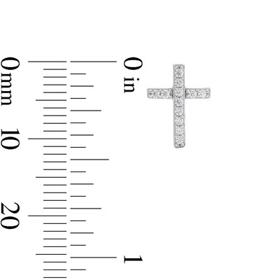 Solid Sterling Silver CZ Large Cross Studs