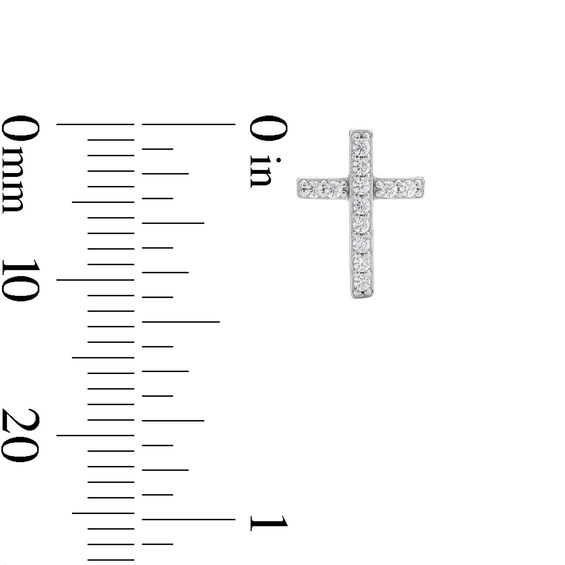 Solid Sterling Silver CZ Large Cross Studs