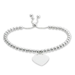 Made in Italy Heart Charm Bead Bolo Bracelet in Semi-Solid Sterling Silver - 8.5&quot;