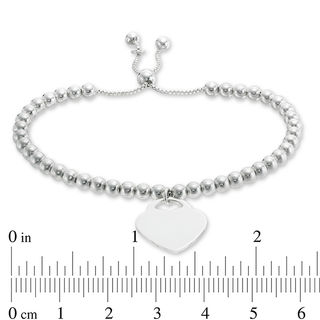 Sterling Silver Heart Charm Bead Bolo Bracelet Made in Italy - 8.5"