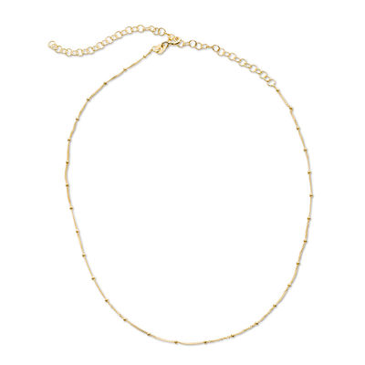 Made in Italy Diamond-Cut Bead Station Choker Necklace in 10K Gold - 16"