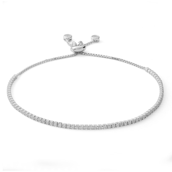 Cubic Zirconia Bar Bolo Bracelet in Sterling Silver - 8"