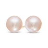 Thumbnail Image 1 of 6mm Dyed Pink Freshwater Cultured Pearl Stud Earrings in 10K Gold