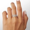 Lab-Created Opal and White Sapphire Heart Crown Vintage-Style Ring in Sterling Silver - Size 8