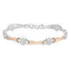 Thumbnail Image 1 of Crystal Bead Cluster Heart Station and Criss-Cross Link Bracelet in Sterling Silver and 10K Two-Tone Gold - 7.25"