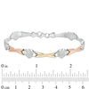 Thumbnail Image 2 of Crystal Bead Cluster Heart Station and Criss-Cross Link Bracelet in Sterling Silver and 10K Two-Tone Gold - 7.25"