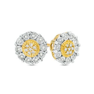 1/ CT. T.W. Composite Diamond Flower Stud Earrings in 10K Gold