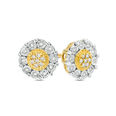 1/ CT. T.W. Composite Diamond Flower Stud Earrings in 10K Gold
