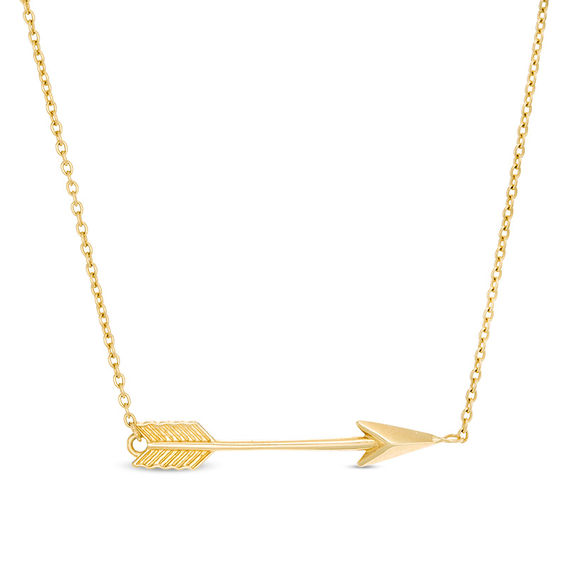 Sideways Arrow Necklace in 14K Gold - 17"