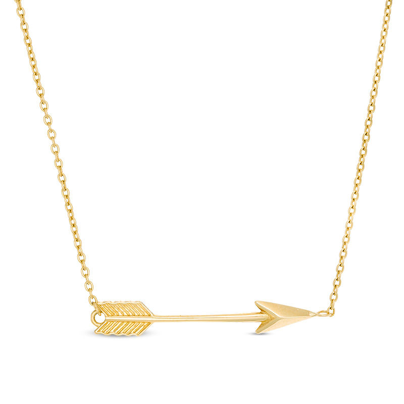 Main Image 1 of Sideways Arrow Necklace in 14K Gold - 17"