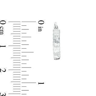 15mm Diamond-Cut Square Tube Hoop Earrings in Hollow Sterling Silver