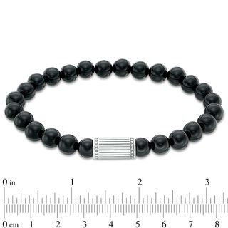 8mm Onyx Bead Bracelet with Sterling Silver Closure - 8.5"