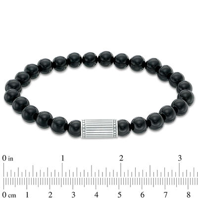8mm Onyx Bead Bracelet with Sterling Silver Closure - 8.5"