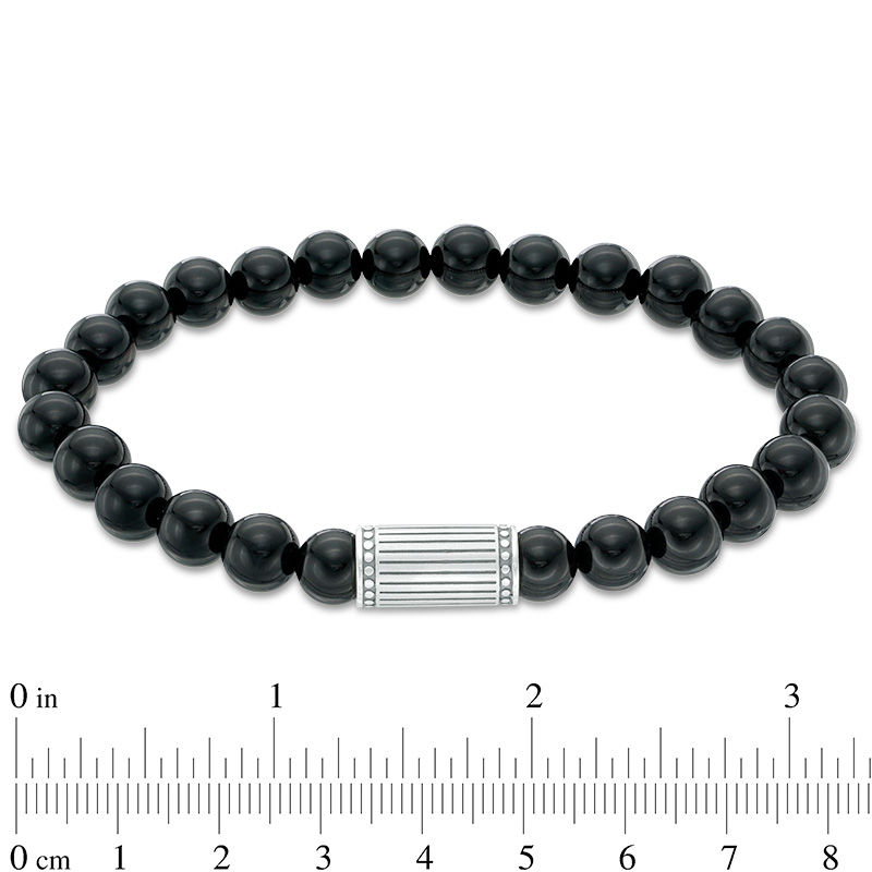 8mm Onyx Bead Bracelet with Sterling Silver Closure - 8.5"