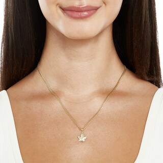 Small Diamond-Cut Cannabis Leaf Charm in 10K Solid Gold