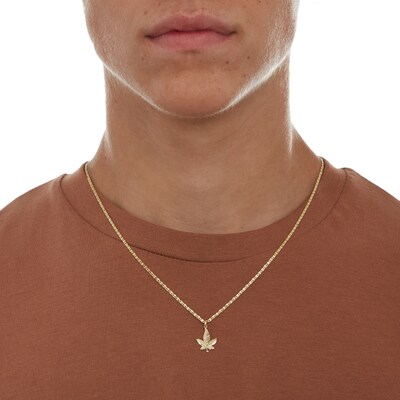 Small Diamond-Cut Cannabis Leaf Charm in 10K Solid Gold