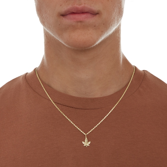 Small Diamond-Cut Cannabis Leaf Charm in 10K Solid Gold