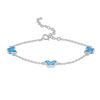 Thumbnail Image 0 of Child's Simulated Blue Opal Butterfly Station Bracelet in Sterling Silver - 6.0"