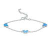 Thumbnail Image 1 of Child's Simulated Blue Opal Butterfly Station Bracelet in Sterling Silver - 6.0&quot;
