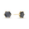 8mm Hexagonal Black Cubic Zirconia Solitaire Stud Earrings in 10K Gold