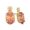 Thumbnail Image 1 of Oval Orange Cubic Zirconia Pineapple Stud Earrings in 10K Gold