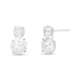 Cubic Zirconia Duo Drop Earrings in 10K White Gold