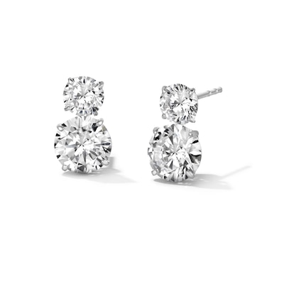 Cubic Zirconia Duo Drop Earrings in 10K White Gold
