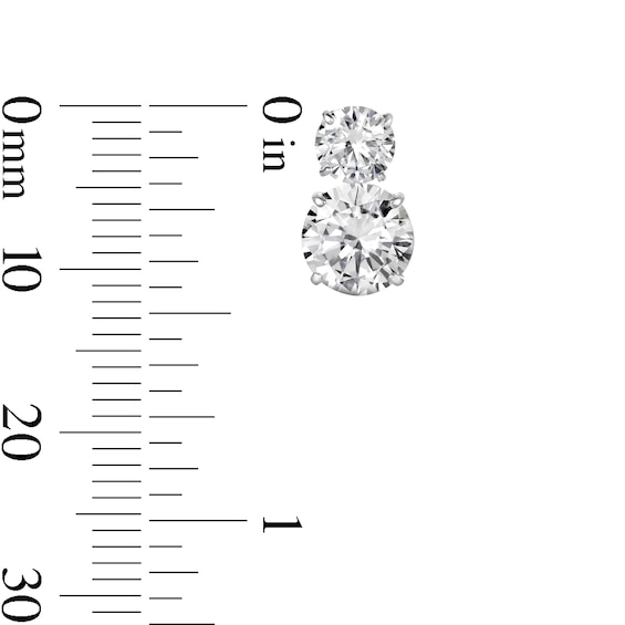 Cubic Zirconia Duo Drop Earrings in 10K White Gold