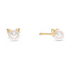 Thumbnail Image 1 of Child's 4.5mm Pearl Cat Stud Earrings in 14K Gold