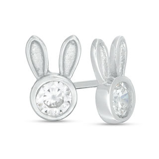 Child's 4mm Cubic Zirconia Bunny Ears Stud Earrings in Sterling Silver