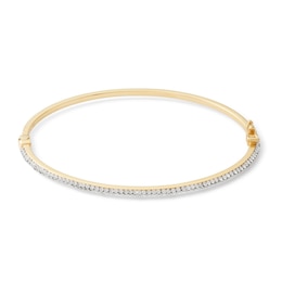 Made in Italy Crystal Bangle in 10K Hollow Gold