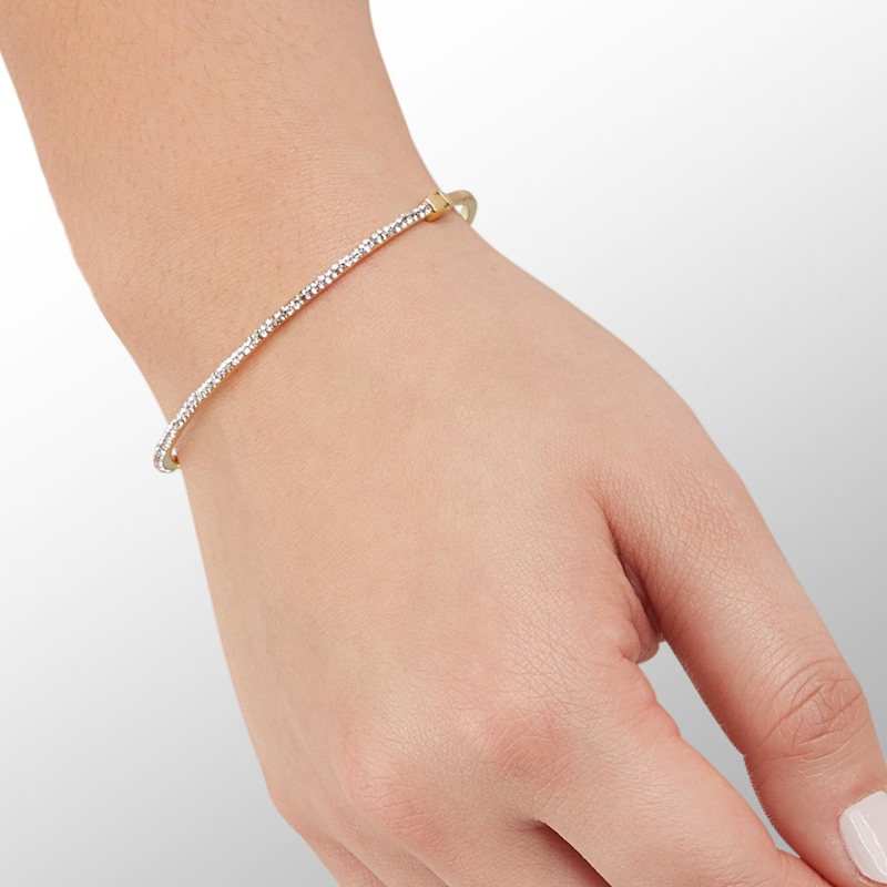 Main Image 3 of Made in Italy Crystal Bangle in 10K Gold Bonded Sterling Silver