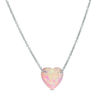 Thumbnail Image 1 of Child's Simulated Pink Opal Heart Pendant in Sterling Silver - 15"