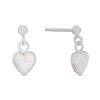 Thumbnail Image 1 of Child's 5mm Heart-Shaped Simulated Opal Dangle Drop Earrings in Sterling Silver