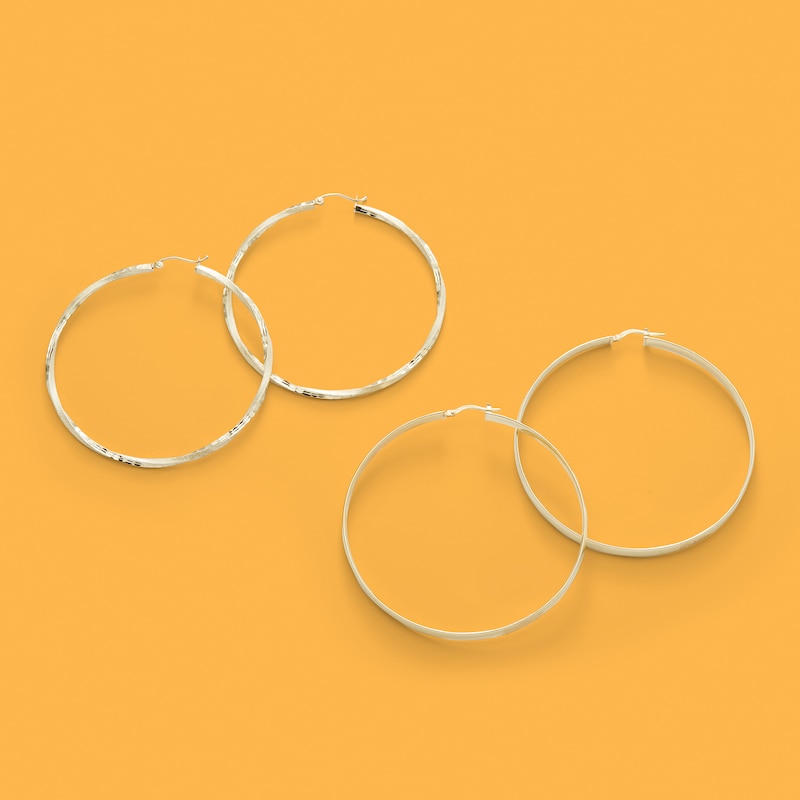 10K Gold Bonded Sterling Silver 60mm Hoops - Made in Italy