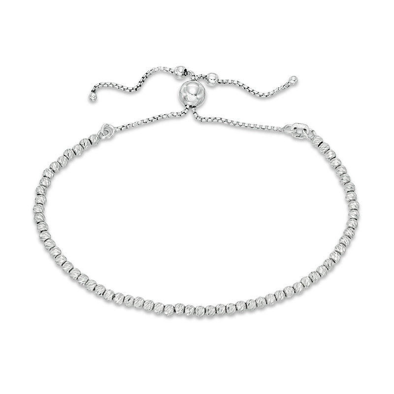 Main Image 1 of Made in Italy 2.5mm Diamond-Cut Beaded Bolo Bracelet in Sterling Silver - 9"