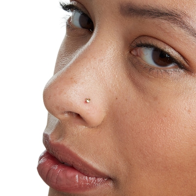 14K Semi-Solid Gold Heart Nose Stud - 22G 1/4"