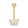 Thumbnail Image 0 of 014 Gauge Cubic Zirconia Crown Curved Belly Button Ring in Solid 10K Gold