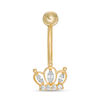Thumbnail Image 1 of 014 Gauge Cubic Zirconia Crown Curved Belly Button Ring in Solid 10K Gold