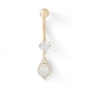 Thumbnail Image 0 of 10K Solid Gold CZ Teardrop Dangle Belly Button Ring - 14G 3/8"