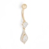 Thumbnail Image 1 of 10K Solid Gold CZ Teardrop Dangle Belly Button Ring - 14G 3/8"