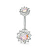 Thumbnail Image 0 of Solid Stainless Steel Crystal Iridescent Frame Belly Button Ring - 14G