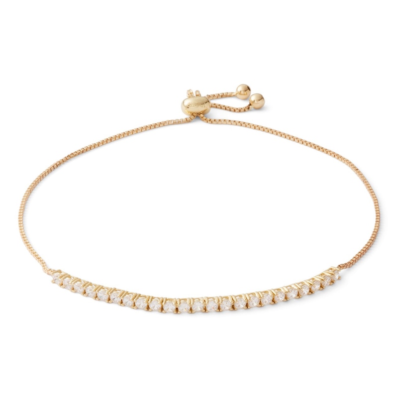 Main Image 1 of 2mm Cubic Zirconia Bolo Bracelet in 10K Gold - 9"