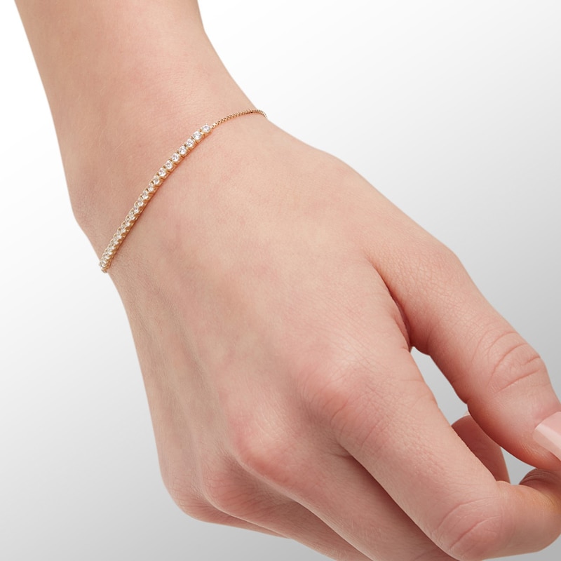 Main Image 3 of 2mm Cubic Zirconia Bolo Bracelet in 10K Gold - 9"